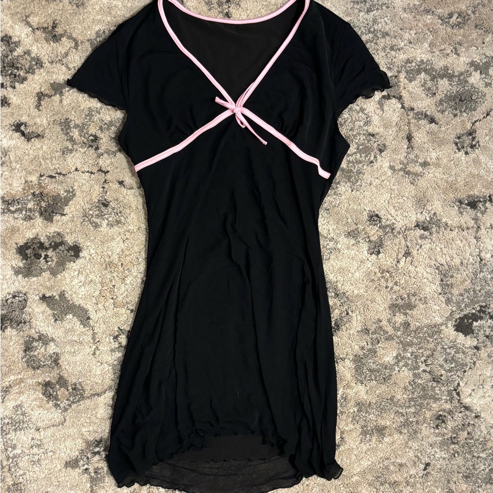 SHEIN Black Dress with Soft Pink Trim